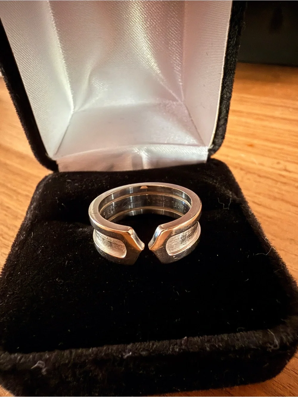Cartier Vintage C de Cartier 18k White Gold Ring size 50